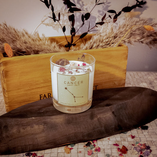 The Zodiac Crystal Candle Collection - Clear Lotti Candle With Cotton Wick - Customisable (200g)