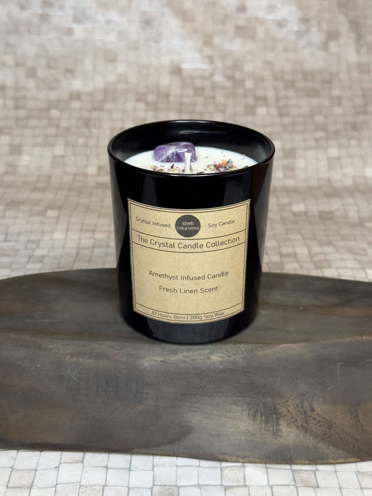 Black Lotti Crystal Infused Candle - Customisable (200g)