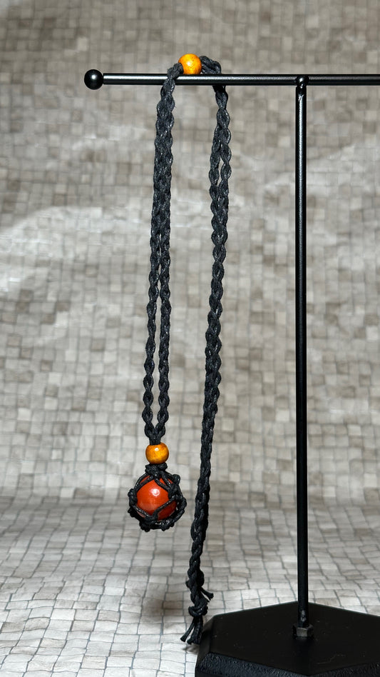 Black/Brown Cord Adjustable Cage Necklace