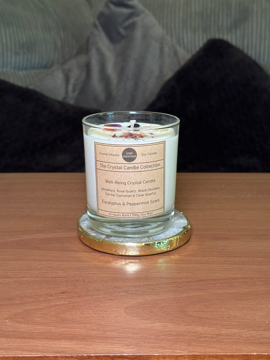 Well-being Crystal Infused Candle - Eucalyptus & Peppermint - 200g